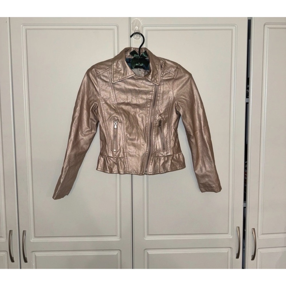 SO Brand Girls‎ Faux Leather Moto Jacket – Metallic Rose Finish – Size 7/8